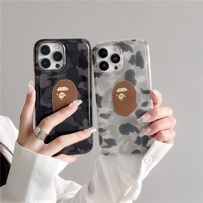 BAPE Hoạt Hình Ốp Điện Thoại Mềm Trong Suốt Họa Tiết Rằn Ri Cho iphone15 15pro 15promax 14promax 14 14pro 13 13pro 13promax 12 11