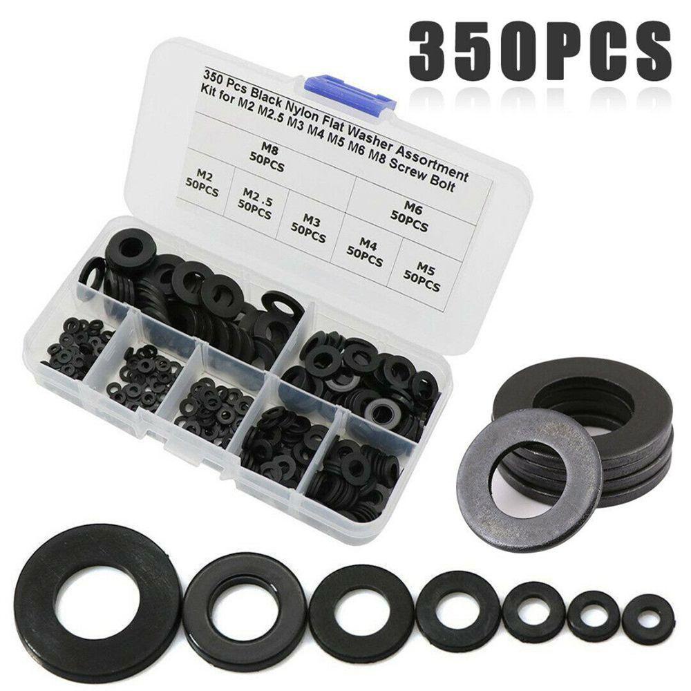 Set 350 Vòng Đệm Bằng Nilon Cách Nhiệt M2 M2.5 M3 M4 M5 M6 M8 Màu Đen