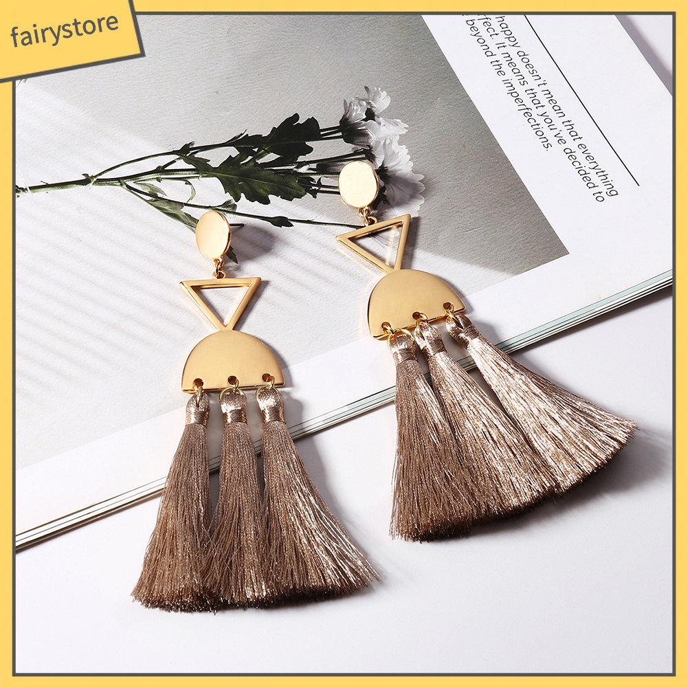 Bông tai tua rua dá́ng dài