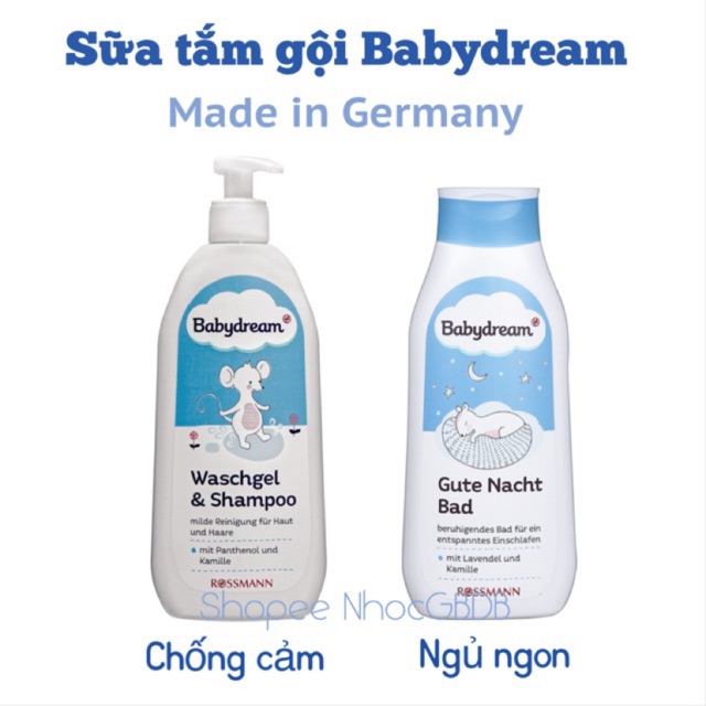 Sữa tắm gội Babydream giúp bé ngủ ngon 500ml Đức