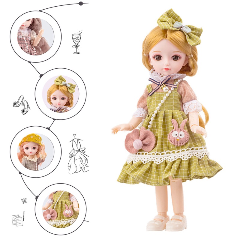 Búp Bê Mắt Nâu 3D 26cm 10 Inch Trang Trí Phòng Bé Gái