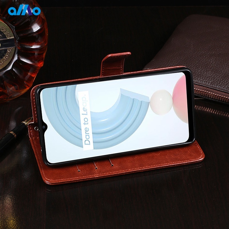 Bao Da Nắp Gập Kiểu Ví Phong Cách Doanh Nhân Sang Trọng Cho realme c67 c21y c25s c21 c20 c15 c12 c11 realme c21y