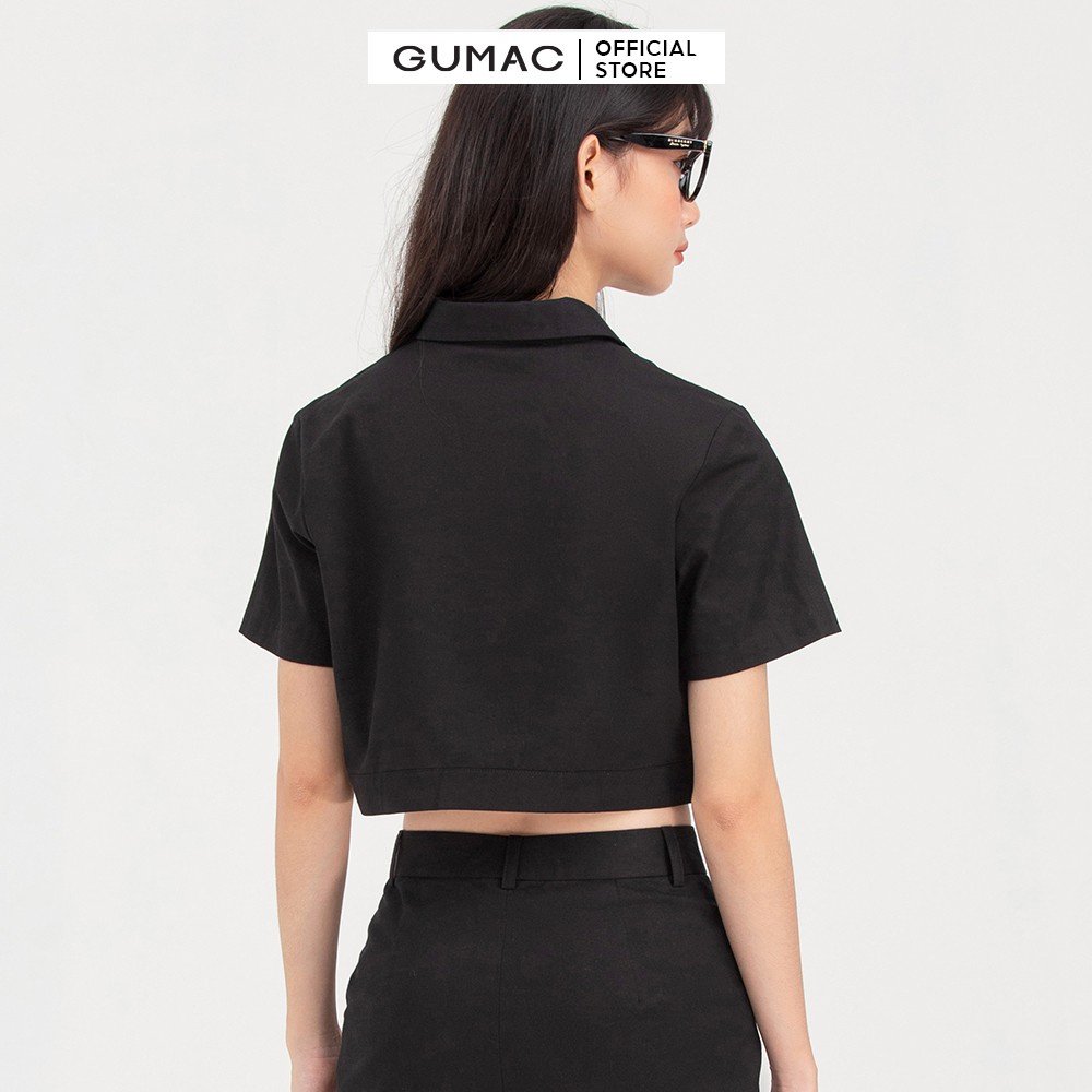 Áo sơ mi kiểu nữ croptop GUMAC cá tính trẻ trung AB755 | BigBuy360 - bigbuy360.vn
