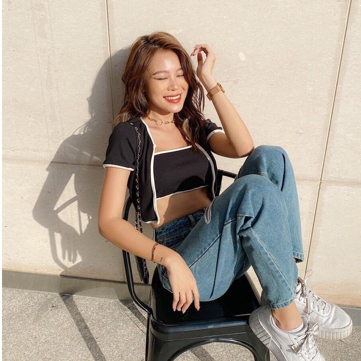 SET ÁO ỐNG CROPTOP 2 màu đen, trắng -zinistore
