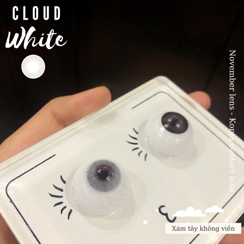 Kính áp tròng Cloud White Hàn Quốc màu xám tây không viền