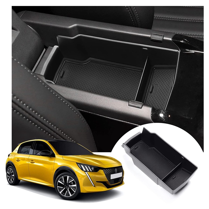 Khay Đựng Đồ Đa Năng Gắn Chỗ Đặt Tay Xe Ô Tô Peugeot 2008 2020 2021 Màu Đen