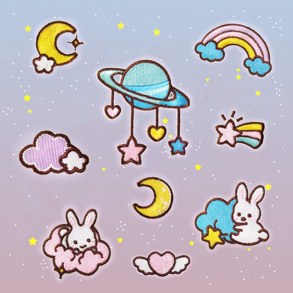 Sticker ủi thêu hình hành tinh