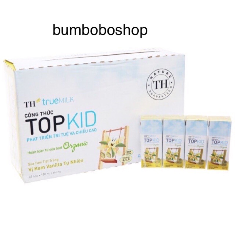 Thùng 48 hộp TH topkid organic (180ml/hộp)