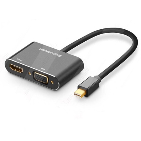 Cáp chuyển đổi Mini Displayport to HDMI và VGA chính hãng Ugreen 20422 cao cấp màu đen