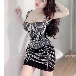 Đầm body dự tiệc kết cườm sang trọng TRIPBLE T DRESS - size M/L ( kèm ảnh/video thật) MS151Y