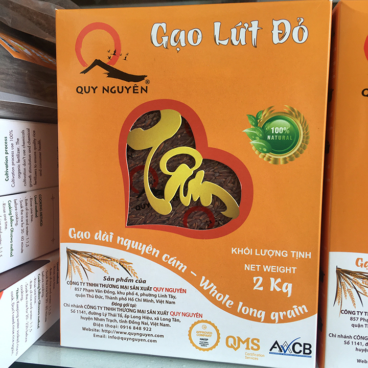 Gạo Lứt Đỏ Quy Nguyên Hộp 2kg hút chân không