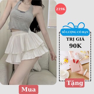 Chân Váy Xếp Ly 2 Tầng Màu Trắng Hàng Loại 1 Cao Cấp Siêu Hót Freeship,Chân Váy Tầng Ngắn Xếp Ly Xòe Siêu Xinh Mới