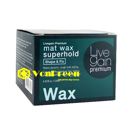 SÁP VUỐT TÓC LIVEGAIN PREMIUM MAT WAX SUPER HOLLD MÀU XANH 120ML