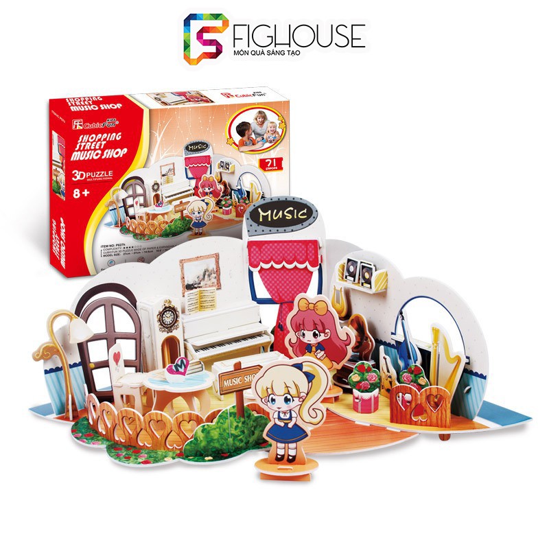 Mô Hình Giấy 3D CubicFun Shopping Street Music Shop - Đồ Chơi Xếp Hình Cubic Fun