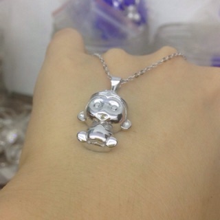 MOON BẠC THẬT dây chuyền mặt rắn hổ mang nhỏ và khỉ bạc mạ vàng trắng