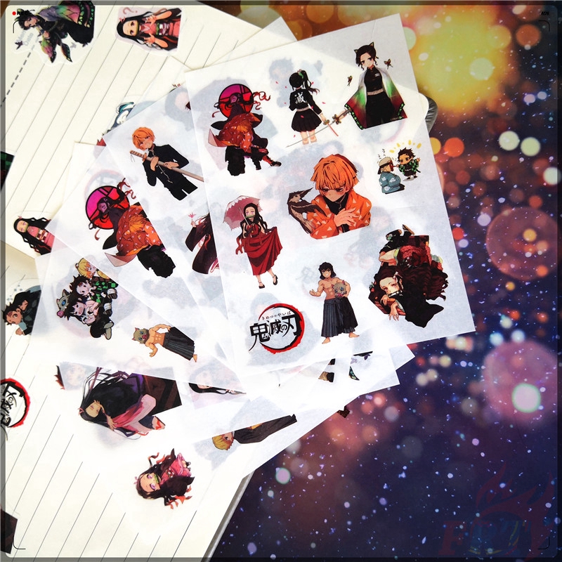 ❉ Demon Slayer: Kimetsu No Yaiba Stickers ❉ 6Sheet/Set Anime DIY Diary Scrapbooking Decals Stickers