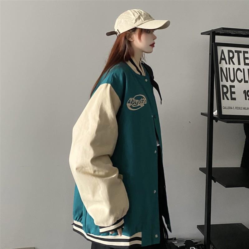 xả tết Áo khoác nữ form rộng bomber thời trang unisex áo khoác bomber nữ bóng chày form rộng học sinh sinh viên