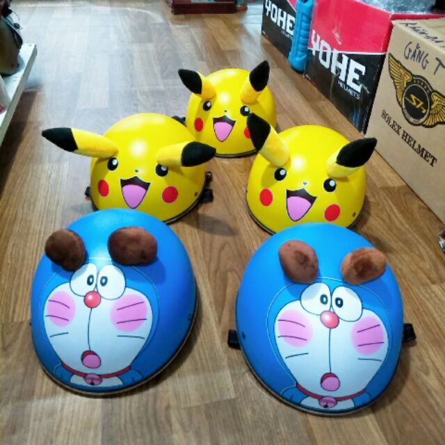 Nón bảo hiểm pikachu và doremon