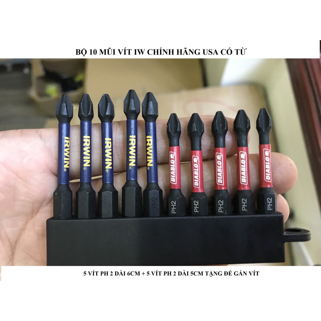 Bộ 10 Mũi Vít Mỹ Chính Hãng Hàng Nhập PH2