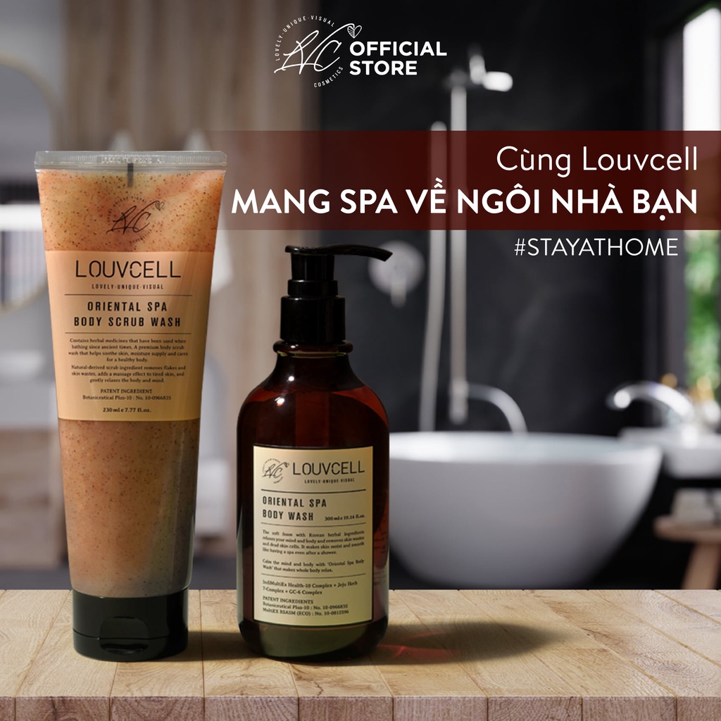 Set tẩy da chết và sữa tắm thảo dược Đông Y Louv Cell Oriental Spa Body