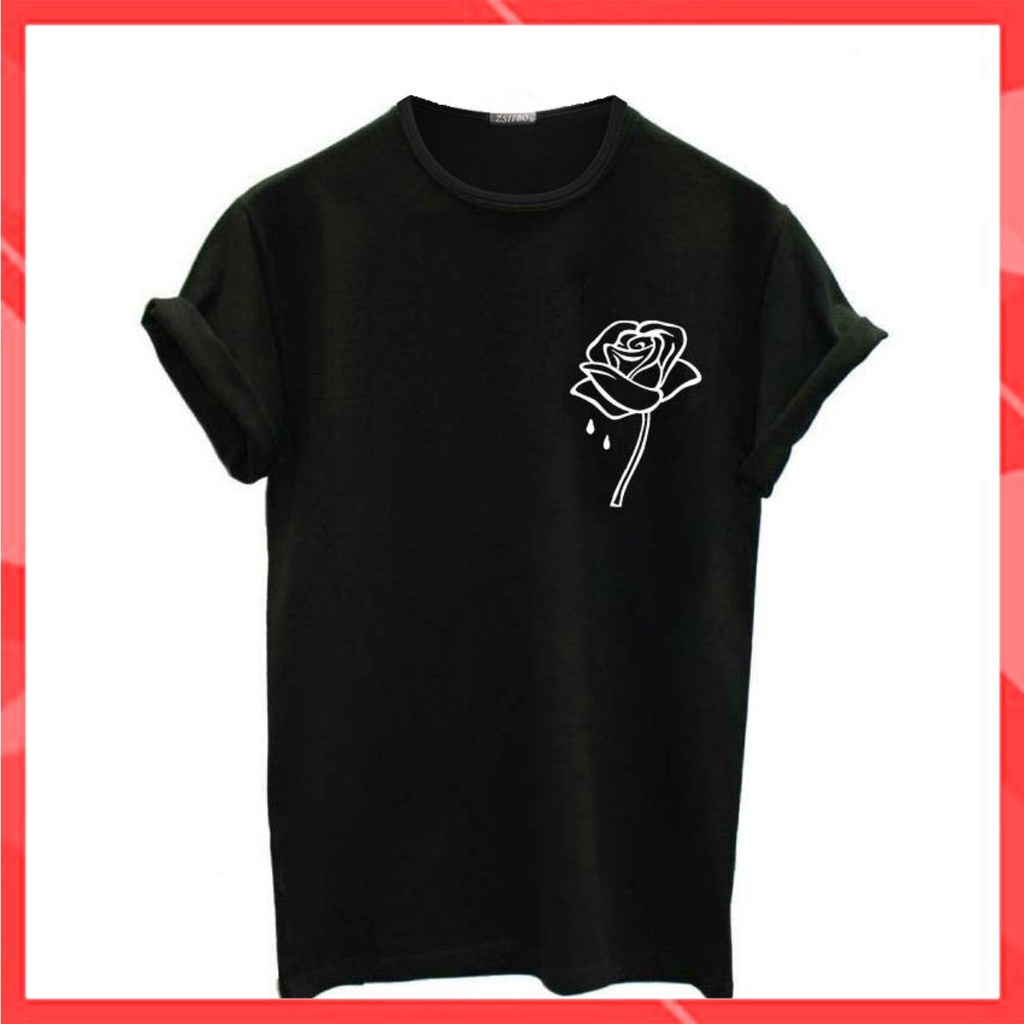 Áo thun phông nam nữ form rộng Familylove - Mẫu áo Logo Hoa Hồng Rose Unisex  chất Cotton 100% cao cấp
