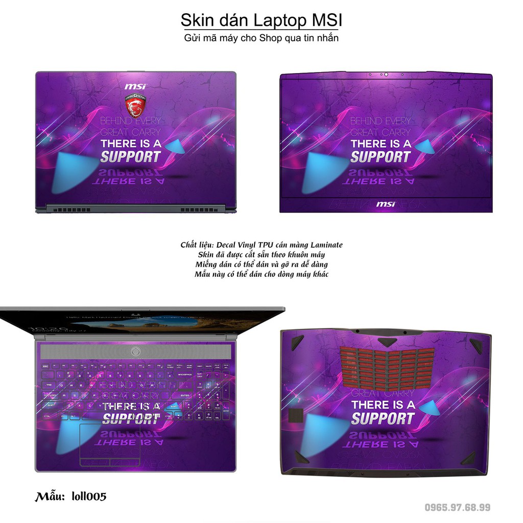 Skin dán Laptop MSI in hình Liên Minh Huyền Thoại (inbox mã máy cho Shop)