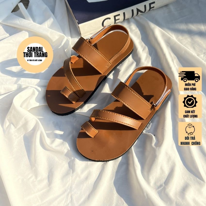 Giày sandal nữ xỏ ngón quai chéo đi học, đi chơi Đế bò full size 30-44 nam nữ SANDALTHOITRANG