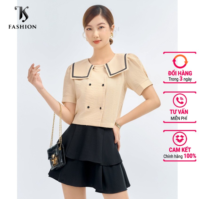 Áo kiểu sơ mi nữ cổ vuông, có cúc, trẻ trung, thiết kế cao cấp TKFASHION SMKA195
