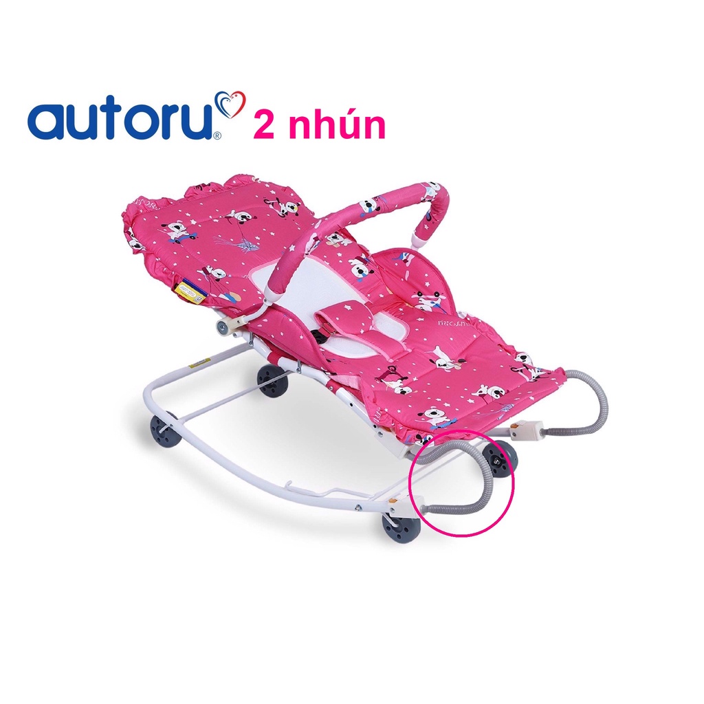 Xe nhún bập bênh cho bé ăn bột gấp gọn hiệu Autoru - xe 2 nhún kèm mùn chụp