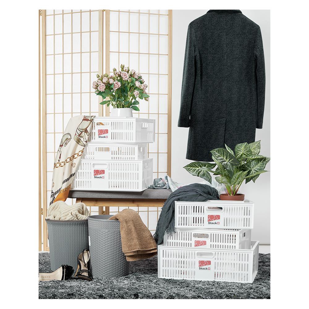 HomeBase STACKO Rổ nhựa để đồ có thể xếp chồng lên nhau Thái Lan W28xD19.8xH13.3cm Trắng