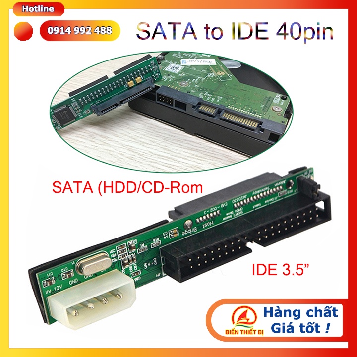 Adapter chuyển đổi HDD SATA sang ATA 40pin. Chuyển đổi ổ cứng HDD, SSD chuẩn SATA 7+15pin sang IDE 40pin/39pin Mainboard