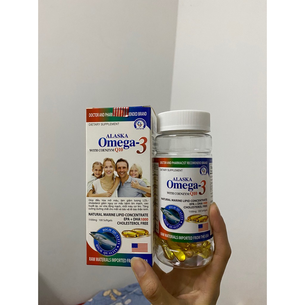 Viên dầu cá Alaska OMEGA 3 with Coenzym Q10 lọ t 100viên