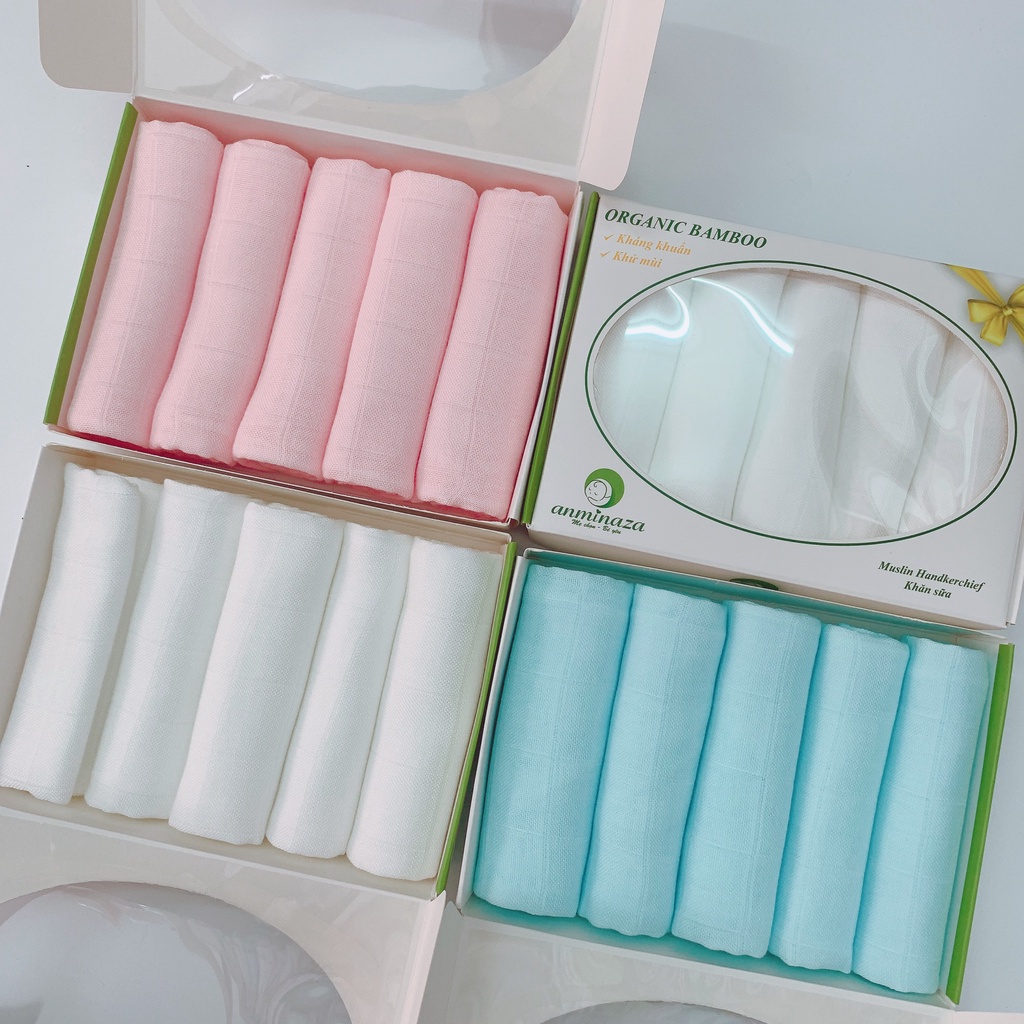 KHĂN SỮA SỢI TRE HÃNG ANMINAZA 25X25CM, 30X30CM