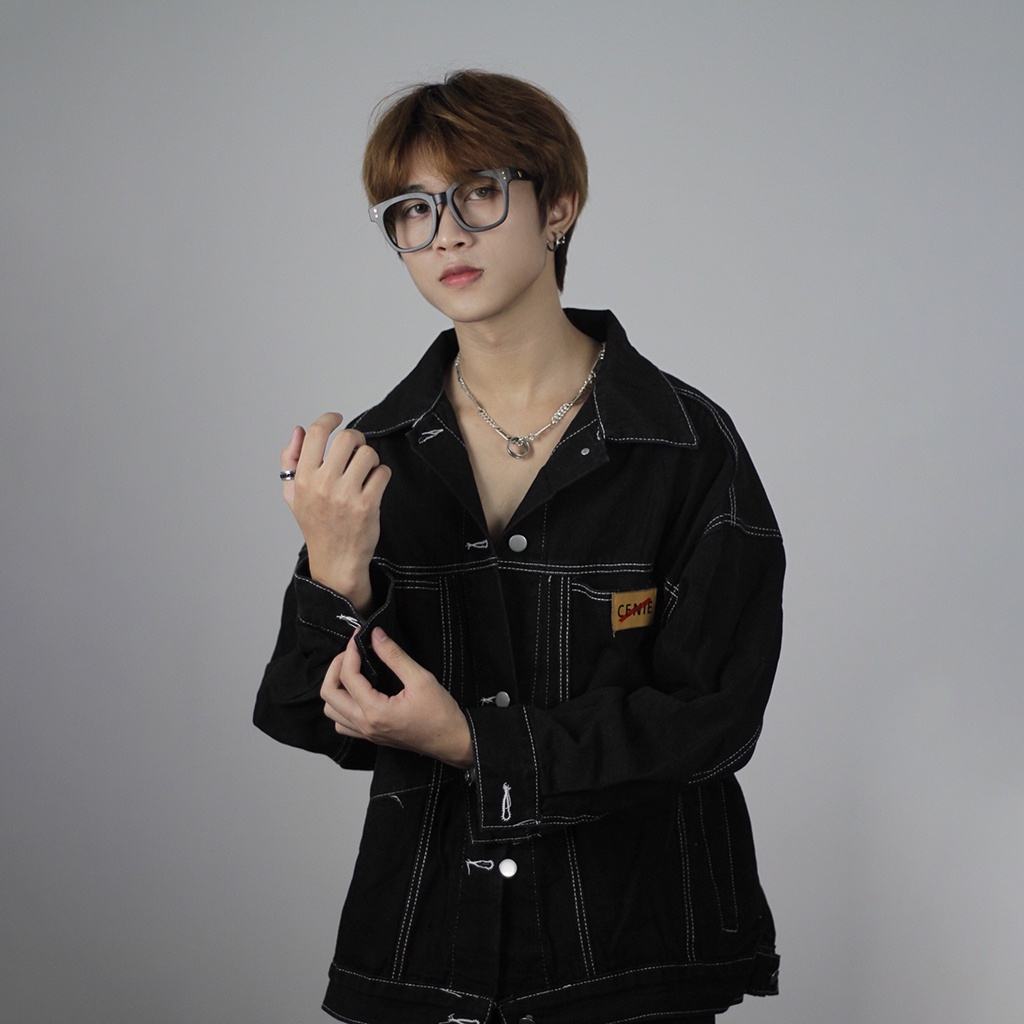 Áo khoác jean nam nữ form rộng áo khoác bò street style chống nắng basic unisex Hàn Quốc chất liệu jean cao cấp