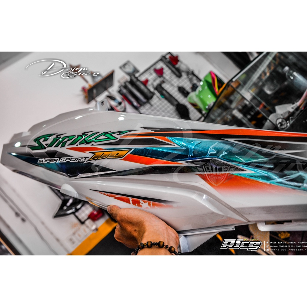 Tem Sirius Full Trắng Mẫu Tia Sét Rạng nứt phối màu Cam