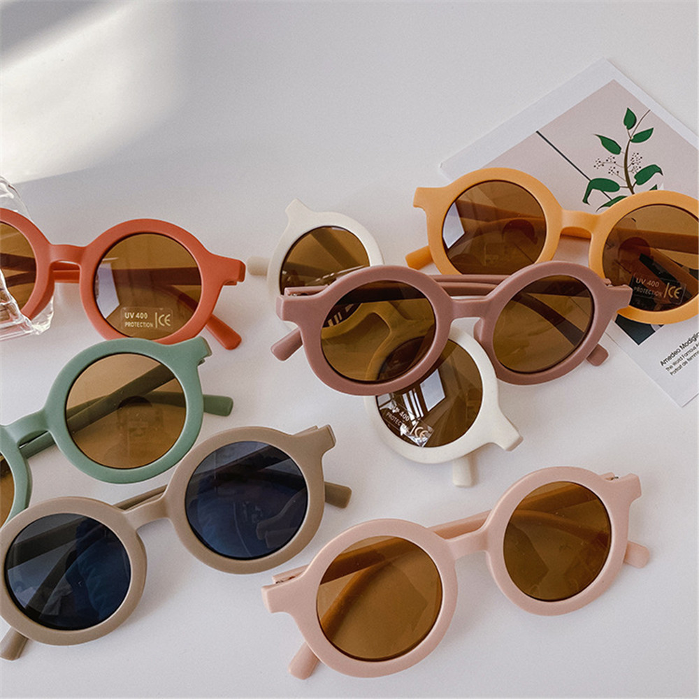 [sweet] children cartoon PC frame round sunglasses boy girls summer sunglasses