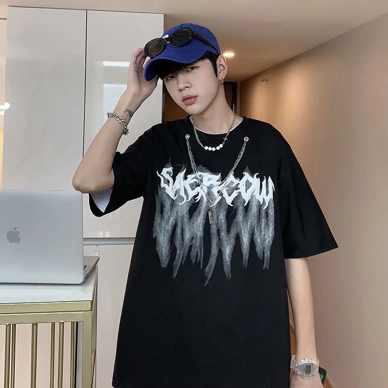 Áo Thun Nam Ngắn Tay Họa Tiết Hoạt Hình Phong Cách Hàn Quốc Áo phông nam in chữ