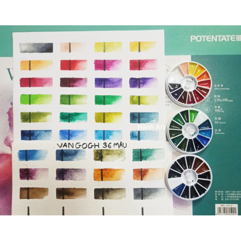 Pocket màu nước Vangogh 24, 36 màu mix 0.5ml