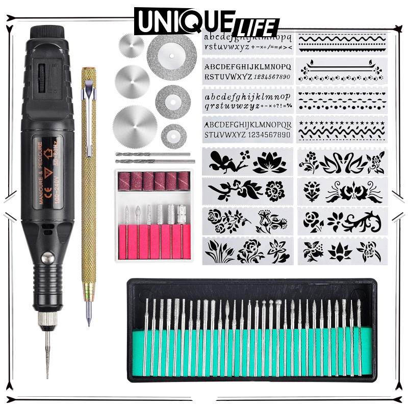 Bộ Bút Khắc Điện Mini Shiwaki4 Cho Gốm / Kính / Kim Loại / Kim Loại