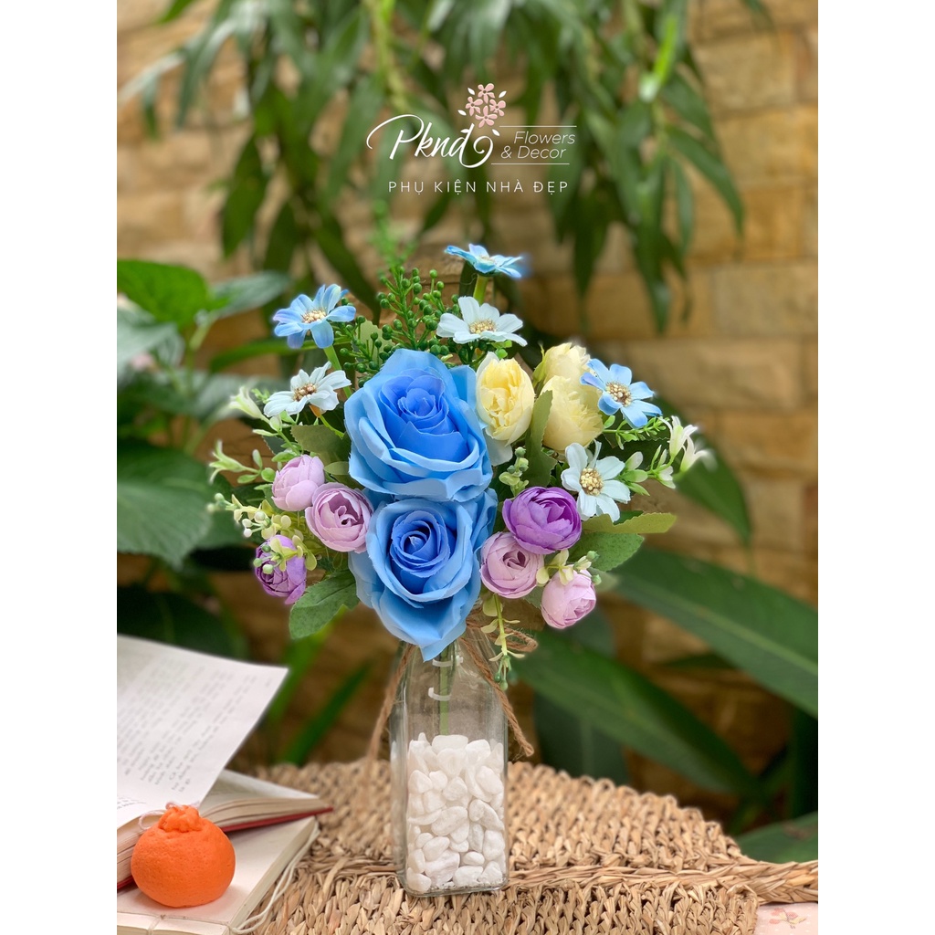 [Mã BMBAU50 giảm 7% đơn 99K] Lọ hoa giả thủy tinh trang trí đẹp PKND FLOWERS &amp; DECOR