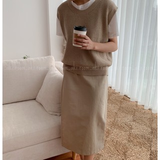Áo gile len cổ tròn