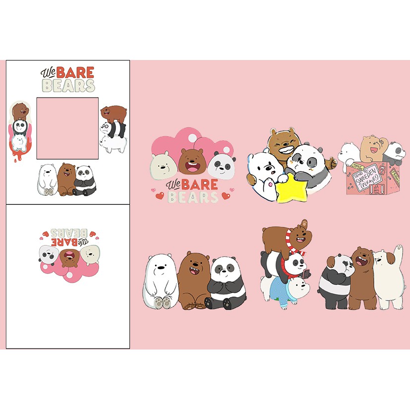 sticker ba anh em gấu bare bear cắt rời size to SCI11 có bao giấy cute dễ thương bullet journal