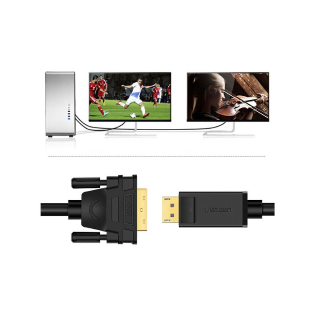 Cáp chuyển Displayport to DVI 24+1 dài 2m 3m 5m hỗ trợ 1920x1200  Ugreen- Hàng Chính Hãng