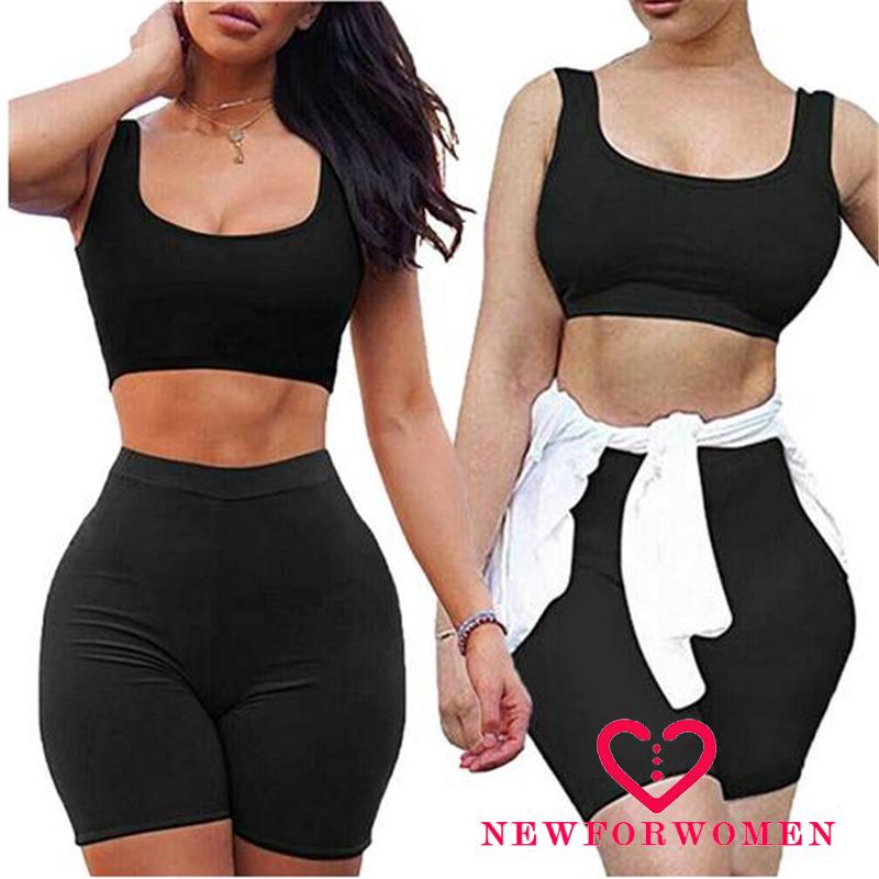Bộ đồ áo và quần ngắn ôm cơ bản tập yoga dành cho nữ