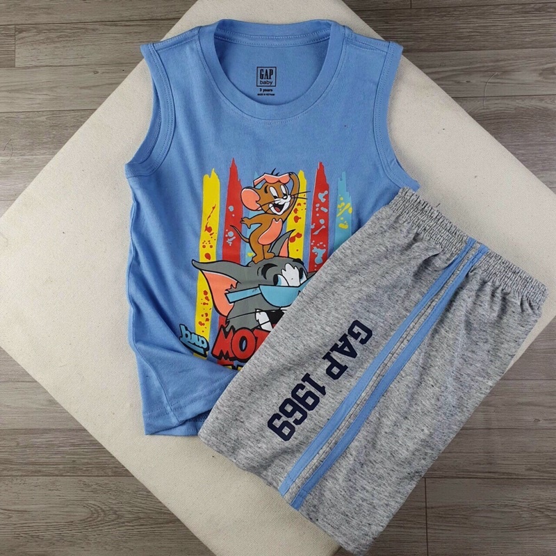 Bộ ba lỗ bé trai Gap size nhí VNXK 100% chất cotton