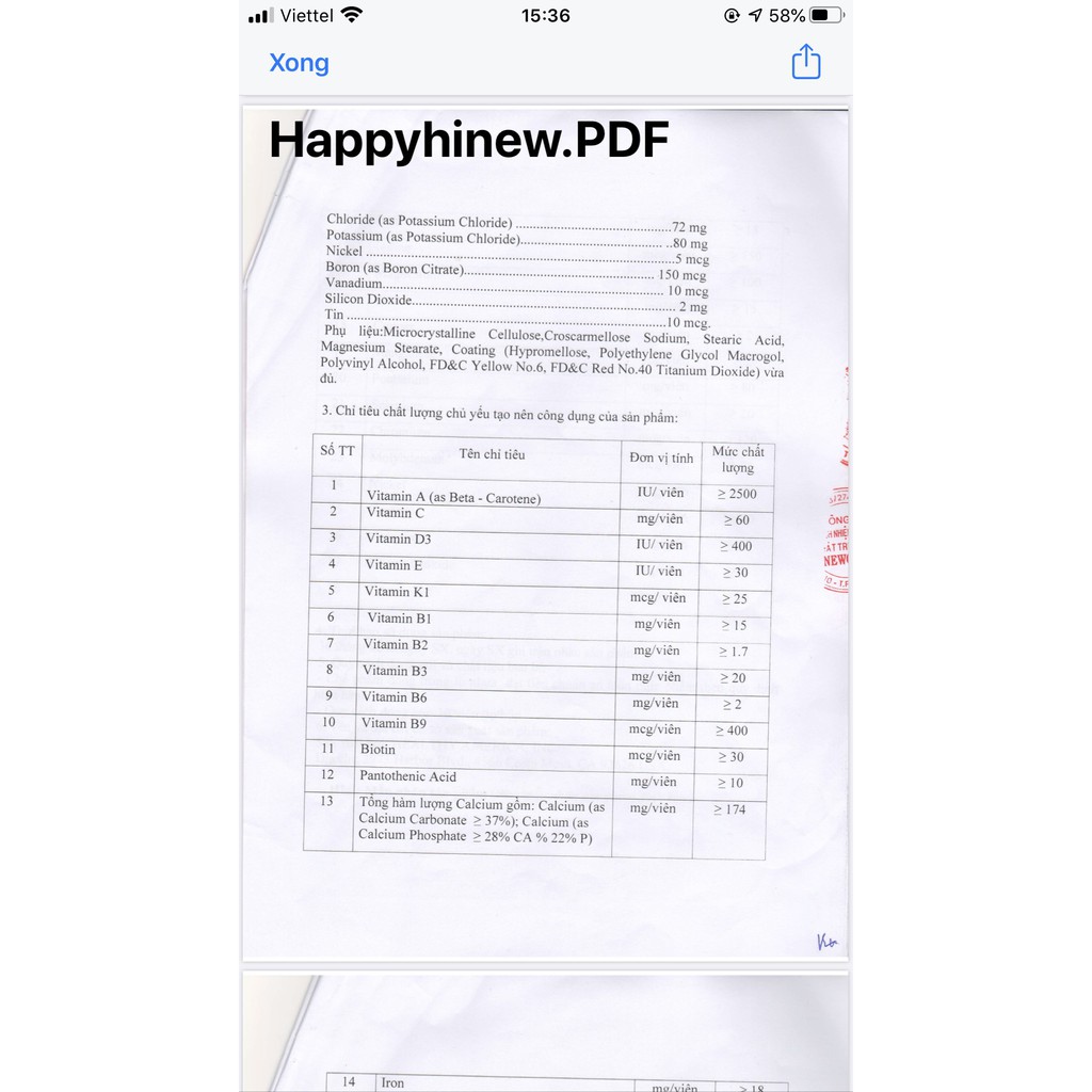 HAPPY HINEW - uống bổ sung vitamin và khoáng chất HỘP 30 VIÊN