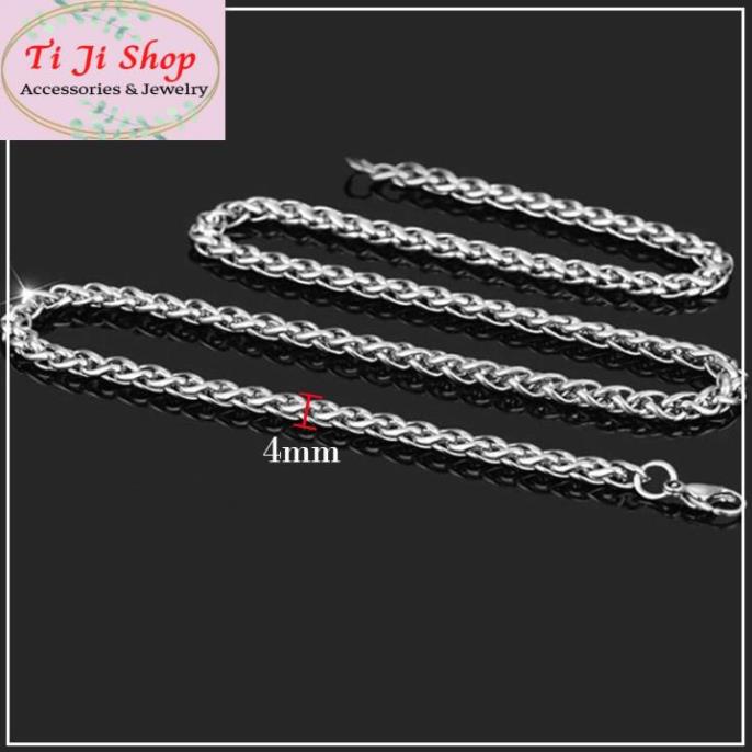 DÂY CHUYỀN NAM INOX KIỂU BÔNG DỪA 4LY  đẹp, không đen
