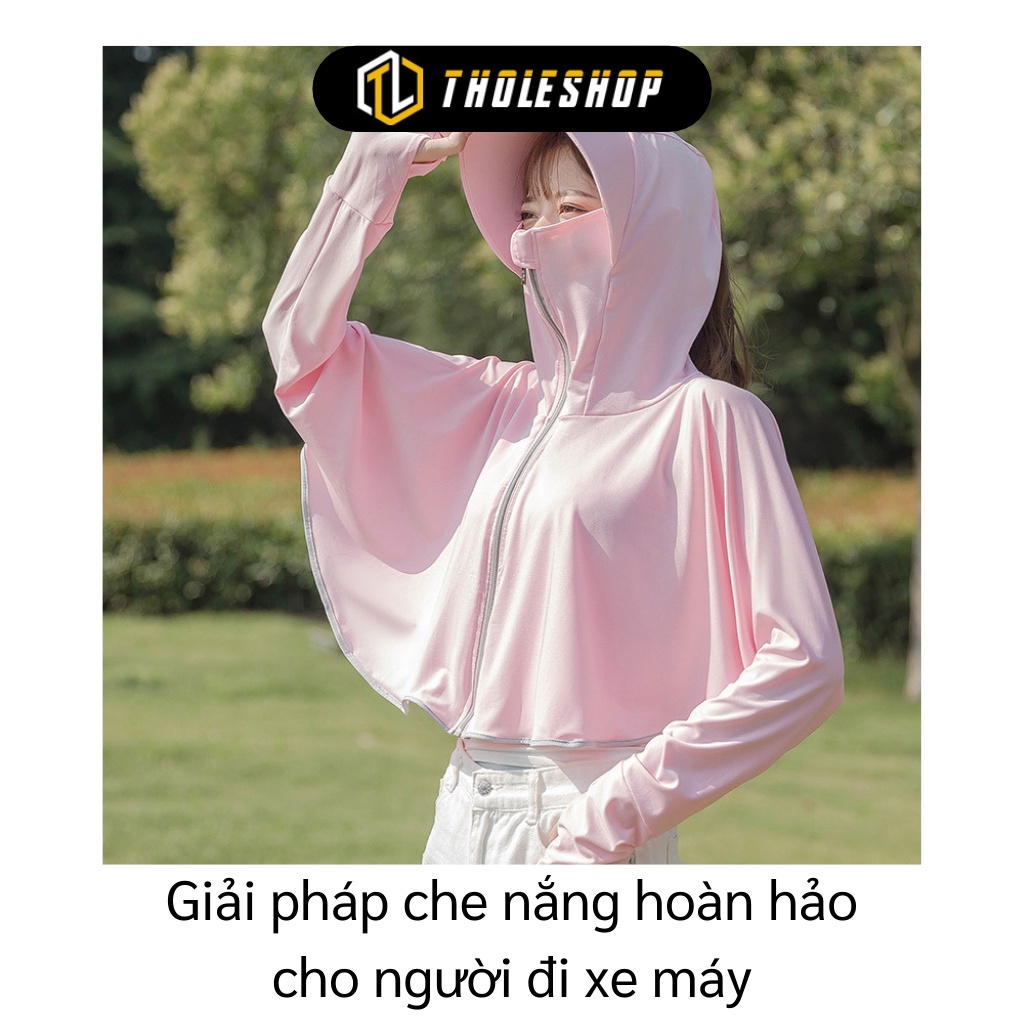 Áo Khoác Nữ - Áo Chống Nắng Croptop Thời Trang Nữ Có Mũ Và Che Mặt Tiện Dụng 9332
