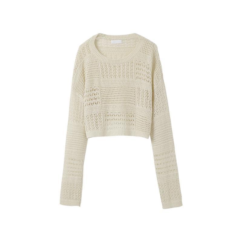 COZOK Áo Sweater Dệt Kim Tay Dài Dáng Rộng Ngắn Chống Nắng