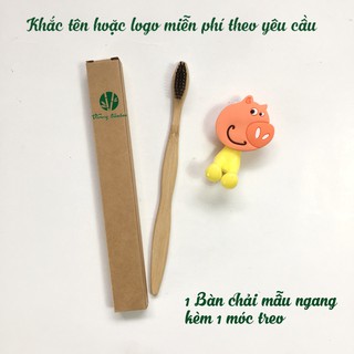 [V6]1 Bàn Chải Đánh Răng bằng Tre kèm 1 móc treo bàn chải | Khắc Tên Miễn Phí theo yêu cầu | Handmade